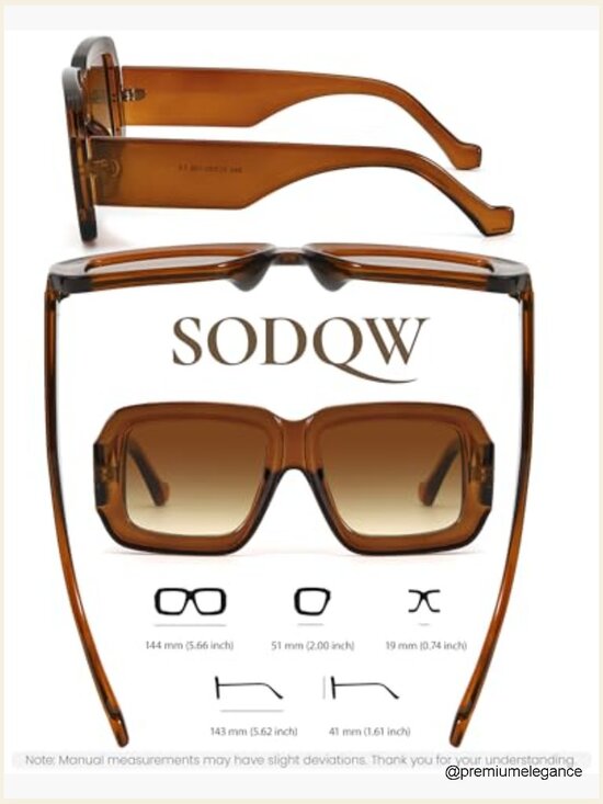 Oversized Chunky Square Sunglasses UV400 Trendy Eyewear main image 7